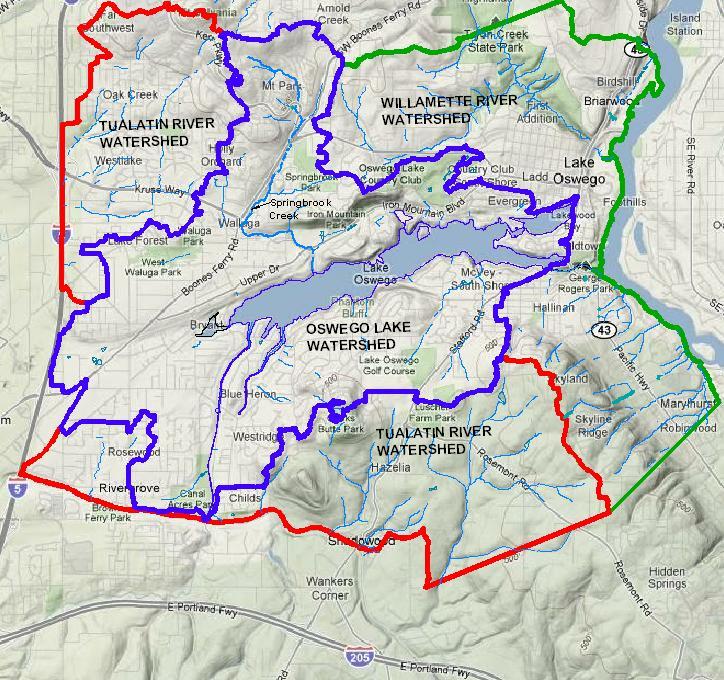 Oswego Lake Watershed Map, Lake Oswego Oregon. Adopted June 23, 2010 Oswego Watershed
